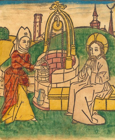 ईसा मसीह और सामरिया की महिला, संभवतः 1485। द्वारा अज्ञात