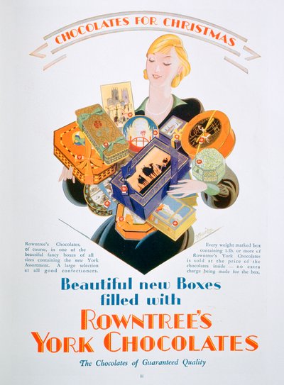 Rowntrees York Chocolates, 1928 के लिए क्रिसमस का विज्ञापन द्वारा अज्ञात