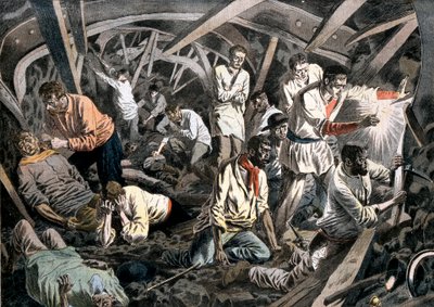 एक छत गिरने, कोलियर्स माइंस, पास-डी-कैलास, फ्रांस, 1906 द्वारा कोयला खदानों को भूमिगत कर दिया गया द्वारा अज्ञात