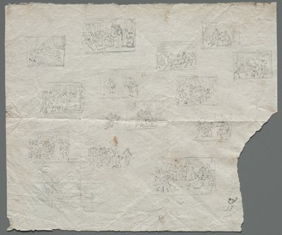 राफेल और अन्य कलाकारों रेक्टो, सी के बाद कंकाल स्केच। 1800। द्वारा अज्ञात