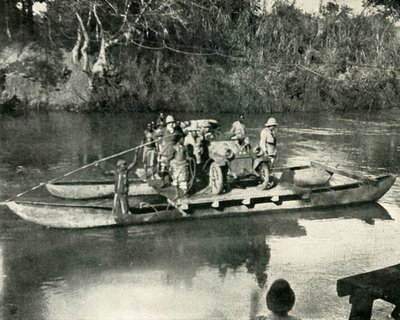 Mbaka नदी, जर्मन पूर्वी अफ्रीका, 1919 में मोटर परिवहन को पार करना। द्वारा अज्ञात