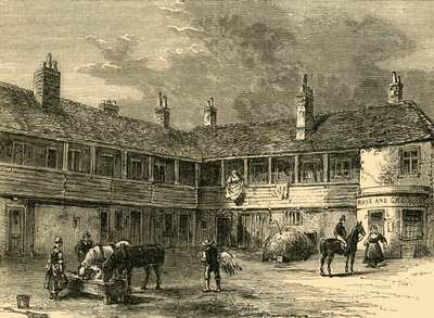 कोर्ट-यार्ड ऑफ़ द रोज़ एंड क्राउन, 1820, सी 1876। द्वारा अज्ञात