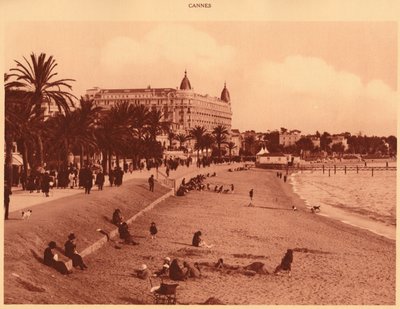 क्रोसेटेट प्रोमेनेड - समुद्र तट और कैसीनो, कान, 1930। द्वारा अज्ञात