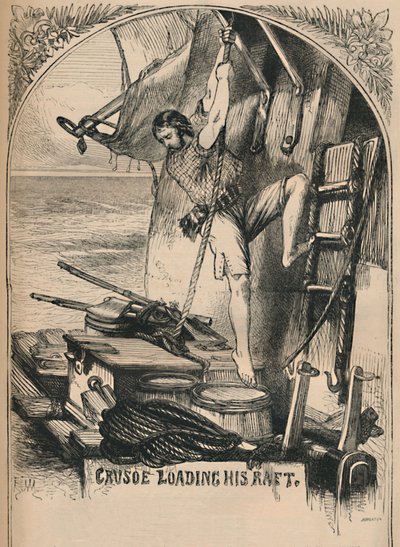 Crusoe लोड हो रहा है उसका बेड़ा, c1870 द्वारा अज्ञात