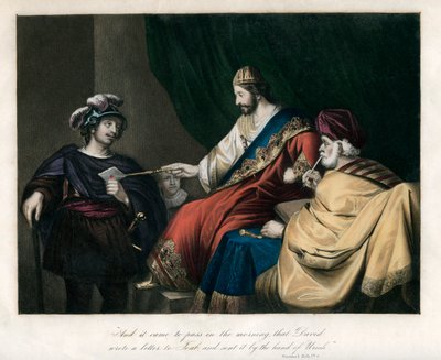 ... डेविड ने जोआब को एक पत्र लिखा, और इसे उरियह के हाथ से भेजा, c1850 द्वारा अज्ञात