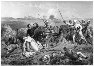 1857 की झांसी में मेजर स्केन और उनकी पत्नी की मृत्यु, c1860 द्वारा अज्ञात