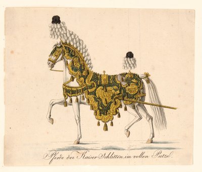 सम्राटों सेरेमोनियल हार्स-ड्रोन कैरिज, 1815 के घोड़े के फर्नीचर को सजाया गया द्वारा अज्ञात