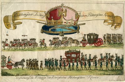 रॉयल बोहेमियन क्राउन की प्रस्तुति: रॉयल बोहेमियन क्राउन, 1743 के प्रवेश की प्रस्तुति। द्वारा अज्ञात