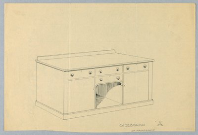 महोगनी के साइडबोर्ड ए के लिए डिजाइन, 1900-05 द्वारा अज्ञात