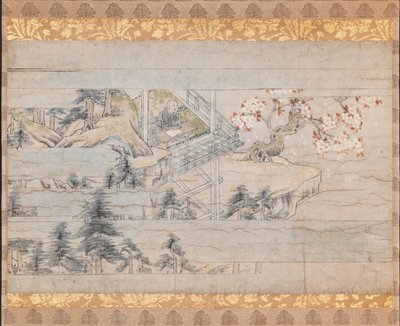 एक शरद ऋतु की रात के लिए एक लंबी कहानी से स्क्रॉल से अलग अनुभाग ... ca. 1400। द्वारा अज्ञात