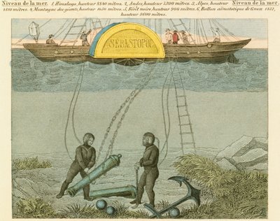 सीबेड से बंदूकें उबारने वाले गोताखोर, c1855 द्वारा अज्ञात