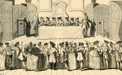 गिल्डहॉल, 1751, c1872 में राज्य लॉटरी का आहरण। द्वारा अज्ञात