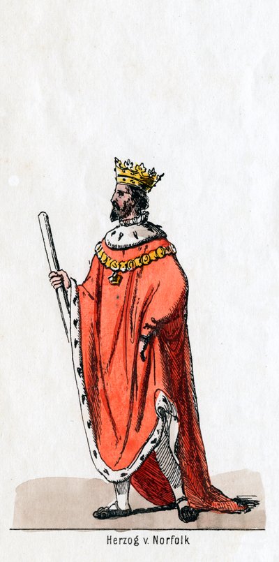 ड्यूक ऑफ नोरफोक, शेक्सपियर प्ले के लिए कॉस्ट्यूम डिज़ाइन, हेनरी VIII, 19 वीं शताब्दी। द्वारा अज्ञात