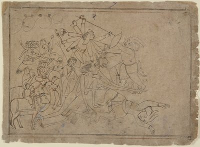 Durga, Kali, and the Matrikas Battle the Demon Raktabija: Scene from the Devi Mahatmya , ca. 1780.  द्वारा अज्ञात