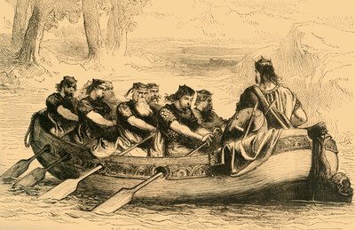 एडगर द पैसिफिक को एवेन टिबेंडरी प्रिंसेस, सी 1890 द्वारा रिवर डी की पंक्ति में खड़ा किया जा रहा है। द्वारा अज्ञात