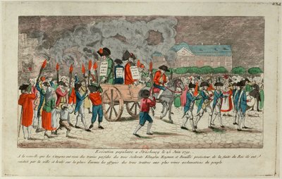25 जून, 1791 को स्ट्रासबर्ग, 1791 में क्लिंगलिन, हेमैन और बोउली का पुतला दहन। द्वारा अज्ञात