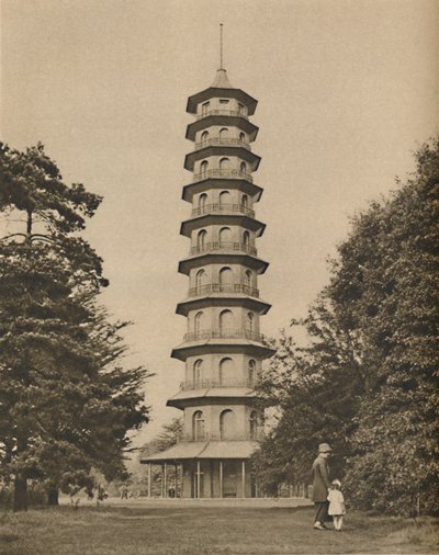 केव गार्डन में एक शिवालय की अठारहवीं शताब्दी का संस्करण, c1935। द्वारा अज्ञात