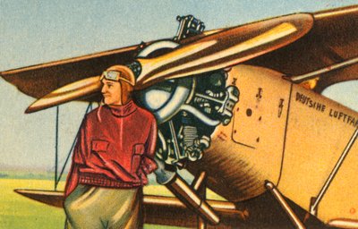 एली बीनहॉर्न अपने विमान के साथ, 1932। द्वारा अज्ञात