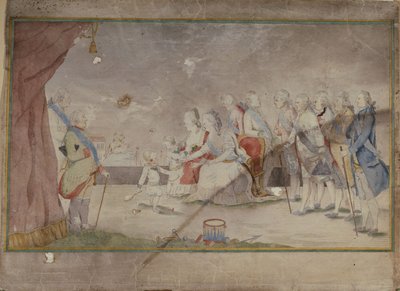 महारानी कैथरीन द्वितीय अपने परिवार और दरबारियों के साथ, 1780 के अंत में द्वारा अज्ञात