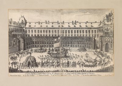 वियना होफबर्ग के आंगन में अश्वारोही बैले ..., 1667। द्वारा अज्ञात