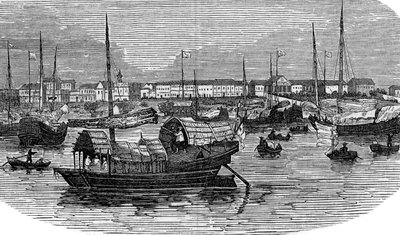 कैंटन गुआंगज़ौ, चीन, c1875 में यूरोपीय कारखाने द्वारा अज्ञात