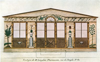 लैंग्लोइस अपोथैरेसी शॉप, पेरिस, फ्रांस, 1928 की मुखौटा पेंटिंग। द्वारा अज्ञात