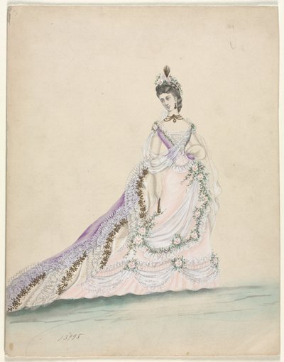 फैशन स्टडी वर्थ, 1870 के लिए डिज़ाइन किया गया। द्वारा अज्ञात