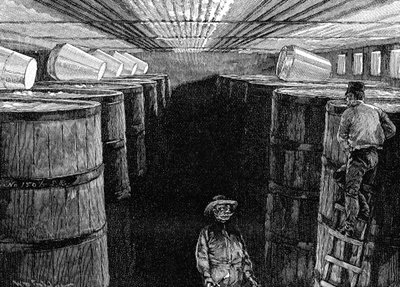 एक अमेरिकी शराब की भठ्ठी में किण्वन तहखाने, 1885 द्वारा अज्ञात