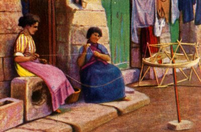 जाल, माल्टा, c1928 के लिए फ़िशरवूमन वाइंडिंग यार्न। द्वारा अज्ञात