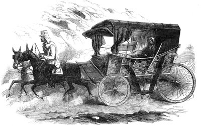 1856 में क्रीमिया में अपनी गाड़ी में फ्लोरेंस नाइटिंगेल द्वारा अज्ञात