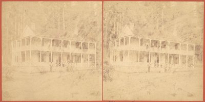 फ्लूम हाउस, सांता क्रूज़ पर्वत, 1860। द्वारा अज्ञात