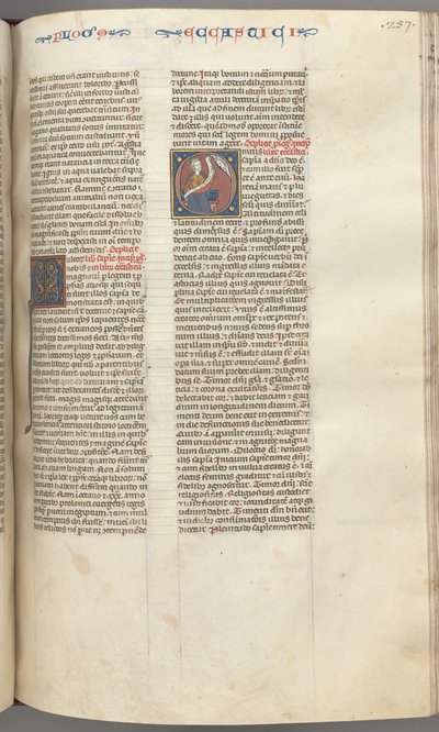 FOL। 257r, एक्लेस्टीसियस, हिस्ट्रीशीटेड प्रारंभिक ओ, सिराच एक स्क्रॉल के साथ बैठा है, ऊपर भगवान का बस्ट, सी। द्वारा अज्ञात