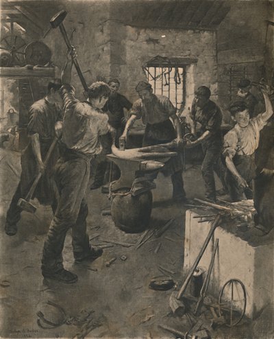 फोर्जिंग एंकर, 1892। द्वारा अज्ञात