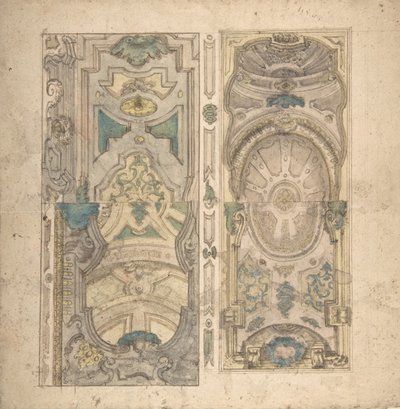 तिजोरी के लिए चार वैकल्पिक डिजाइन।, 1700-1780। द्वारा अज्ञात