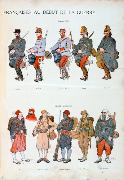 फ्रांसीसी सेना की वर्दी, विश्व युद्ध 1, 1914 द्वारा अज्ञात