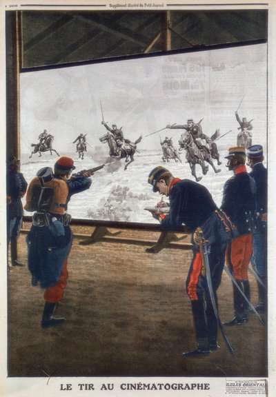 राइफल अभ्यास के लिए कैवेलरी चार्ज की फिल्म का उपयोग करते हुए फ्रांसीसी सैनिक, 1912 द्वारा अज्ञात