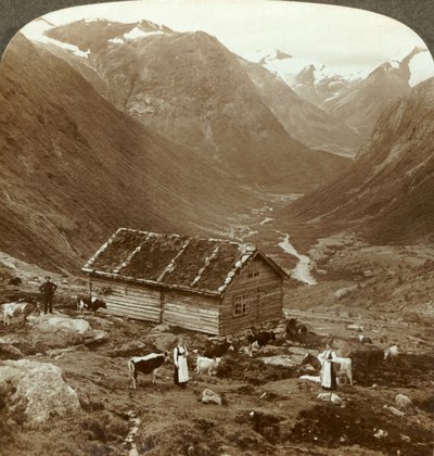 Vidde घाटी में पर्वत सराय से Vidde घाटी नीचे - माउंट। Skaala सही दूरी में, c1905। द्वारा अज्ञात