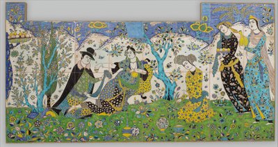 गार्डन गैदरिंग, ईरान, 1640-50। द्वारा अज्ञात