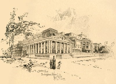 गार्डन फ्रंट, बकिंघम पैलेस, वेस्टमिंस्टर, लंदन, c1890। द्वारा अज्ञात