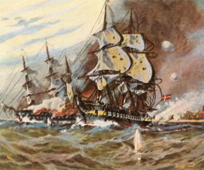 5 अप्रैल 1849, 1936 ईकेर्नफोरडे में समुद्र तट से जर्मन बैटरी का हमला। द्वारा अज्ञात