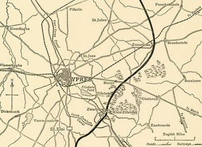 Ypres, फ़्लैंडर्स, प्रथम विश्व युद्ध, 1915, c1920 के पास जर्मन स्थिति। द्वारा अज्ञात