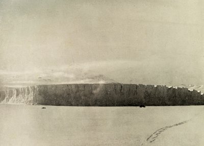 केप बर्ने का ग्लेशियर दक्षिण, समुद्री बर्फ पर यात्रा करने वाला मोटर, c1908, 1909। द्वारा अज्ञात
