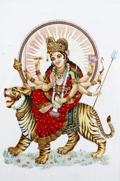 शेरावाली देवी (दुर्गा) बाघ की सवारी करती हैं ऋषिकेश India द्वारा अज्ञात