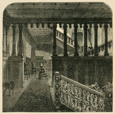 ग्रैंड सीढ़ी, हॉलैंड हाउस, c1876। द्वारा अज्ञात