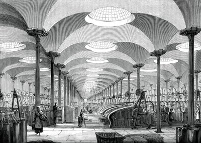 मेसर्स मार्शल फ्लैक्स मिल, लीड्स, c1880 में शानदार हॉल द्वारा अज्ञात