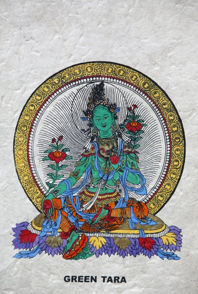 हरा तारा, बौद्ध समृद्धि का प्रतीक। कोपन मठ, भक्तपुर, नेपाल द्वारा अज्ञात
