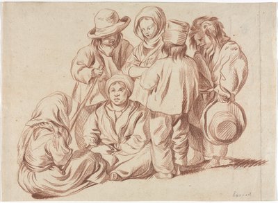 ग्रुप ऑफ़ सिक्स चिल्ड्रन रेक्टो, स्केच ऑफ़ ए विलेज वर्शो, 1700s। द्वारा अज्ञात