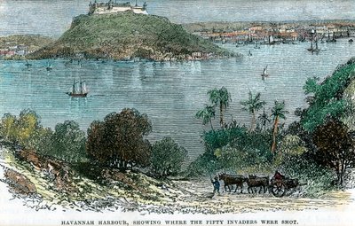 हवाना हार्बर, जहां पचास हमलावरों को गोली मार दी गई थी, क्यूबा C1880 दिखा रहा था द्वारा अज्ञात
