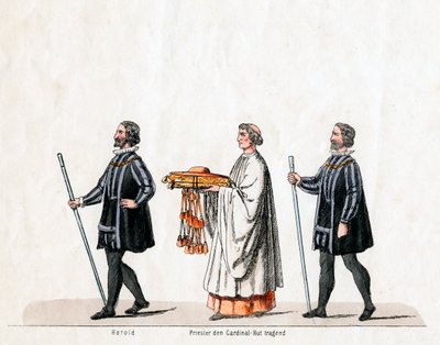 हेराल्ड और पुजारी, शेक्सपियर के नाटक के लिए पोशाक डिजाइन, हेनरी VIII, 19 वीं शताब्दी द्वारा अज्ञात