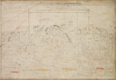 हिंदू भगवान कृष्ण वसंत महोत्सव होली के लिए महिला कपड़े पहने, सी। 1790। द्वारा अज्ञात